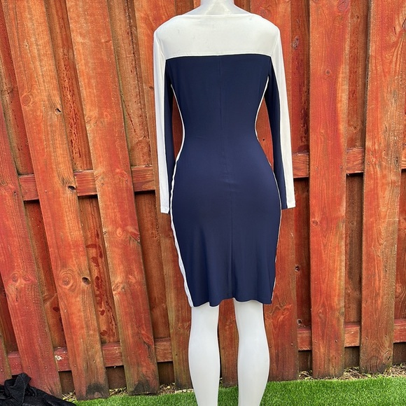 Ralph Lauren Blue Ruched Long Sleeve Bodycon Dress Size 4 - Picture 6 of 11
